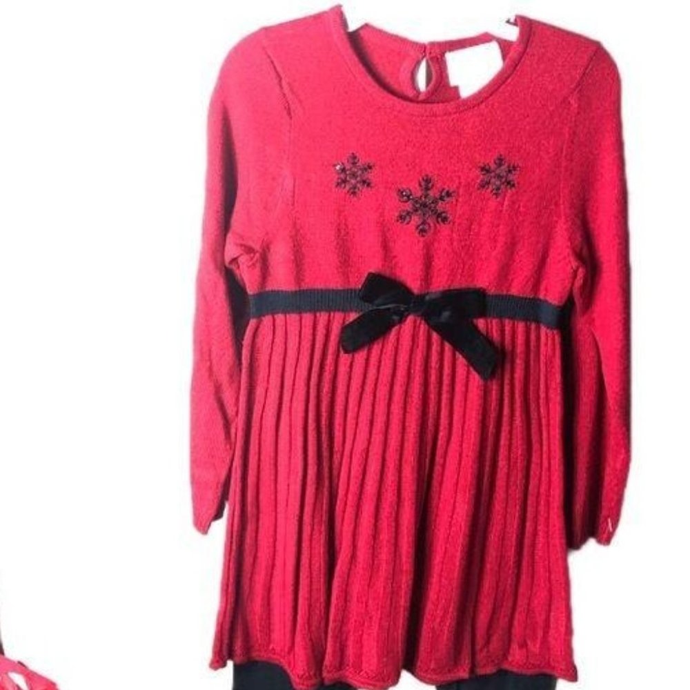 Sophie Rose Red Tunic Sweater Size 5 Girls Kids Black Winter Christmas Santa